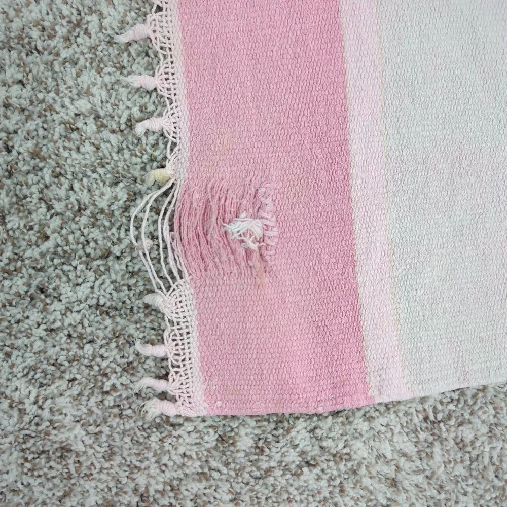 Vintage Pink Rug Indigenous Tapestry Knit Western Southwest